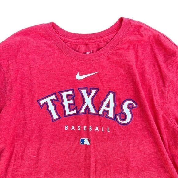 Nike Texas Rangers Shirt 2XL XXL Red Regular Fit Cotton Swoosh Logo MLB Mens - Picture 3 of 4